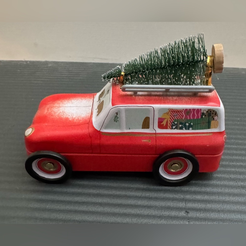 M&S Christmas car tin with tree on top